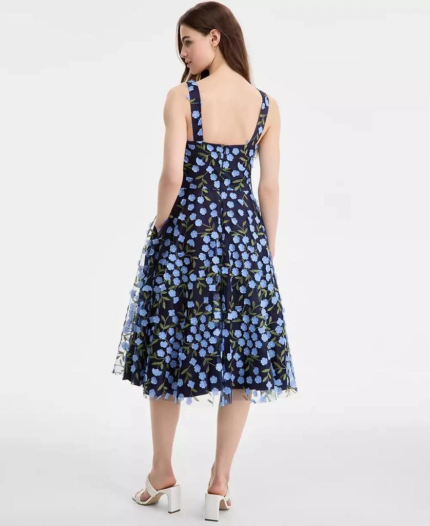 Eliza J Women's Floral-Print Mesh V-Neck Midi Dress 2