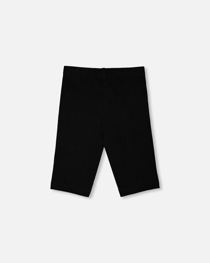 Deux par Deux Elastic Waist Rib Biker Leggings Black 2