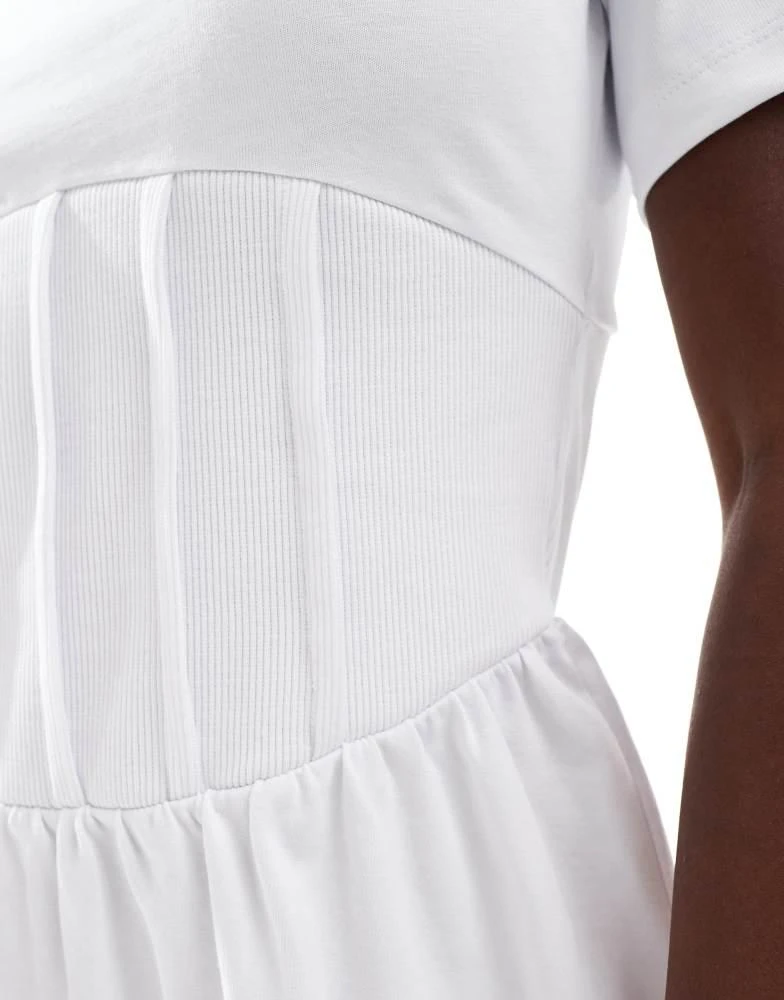 ASOS ASOS DESIGN corset waist T-shirt mini dress in white 3