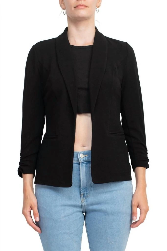 philosophy Shawl Collar Knit Crepe Blazer With Belt Pockets In Black