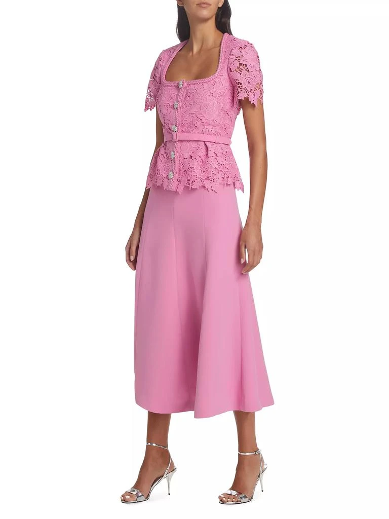 Self Portrait Mixed-Media Lace Midi-Dress 4