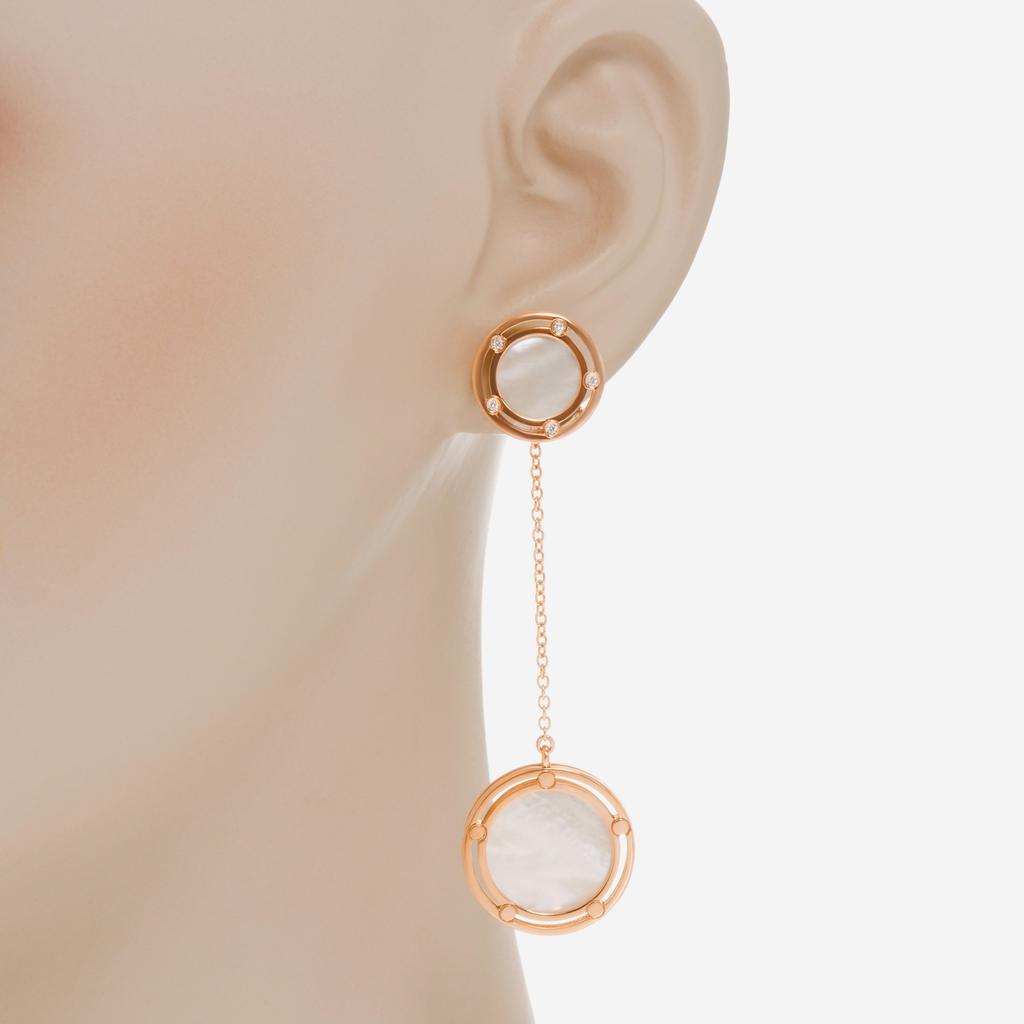 Damiani Damiani D.Side 18K Rose Gold Diamond and Mother of Pearl Drop Earrings 20080280