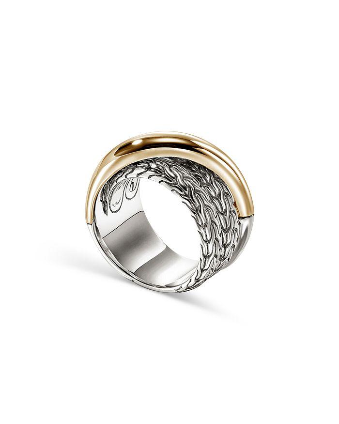 John Hardy 14K Yellow Gold & Sterling Silver JH Essentials Crossover Ring