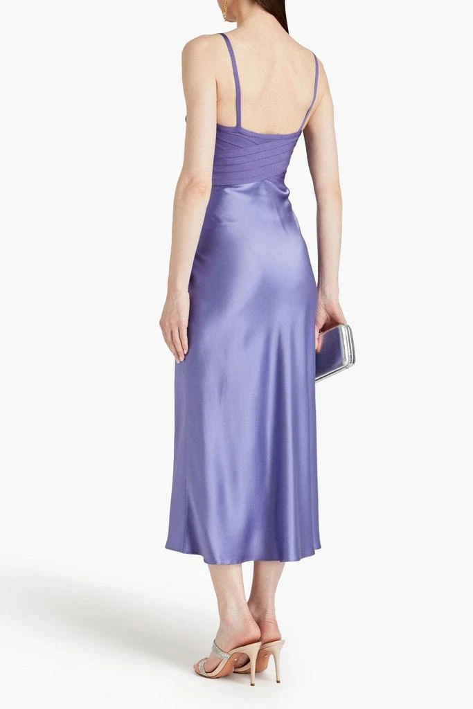 Herve Leger Bandage-paneled draped satin midi dress 3