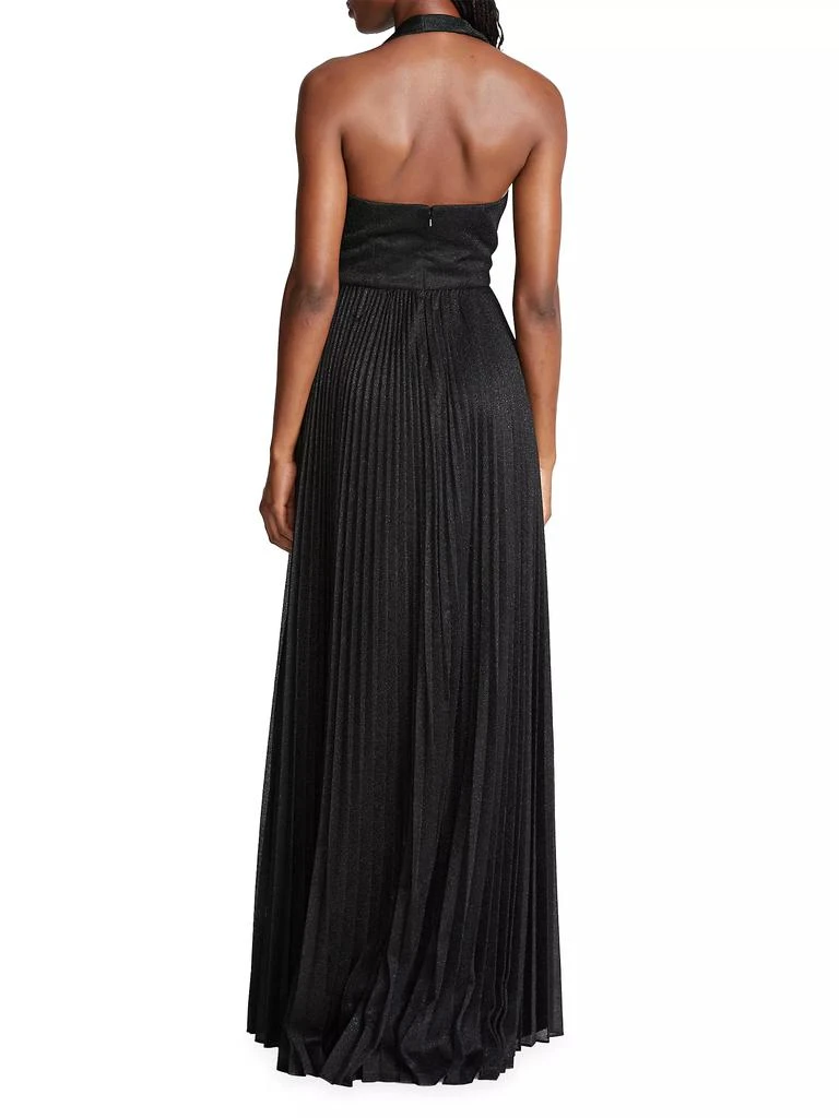 Halston Tiffany Pleated Halter Gown 5