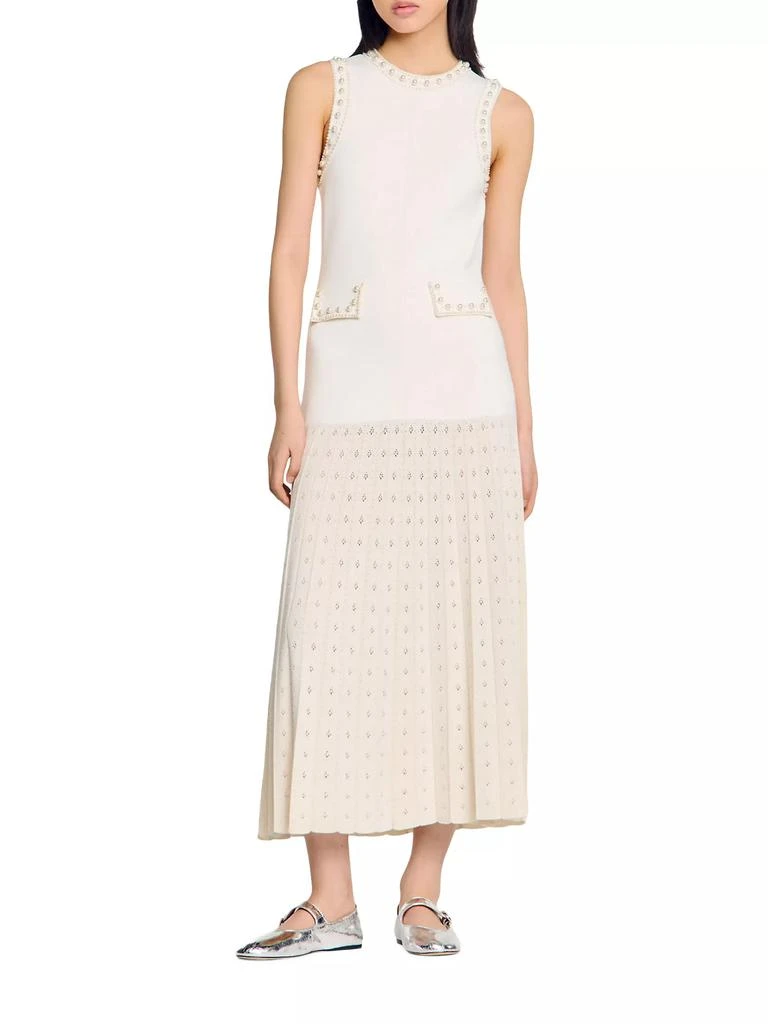 Sandro Pearl Bead Knit Maxi Dress 6
