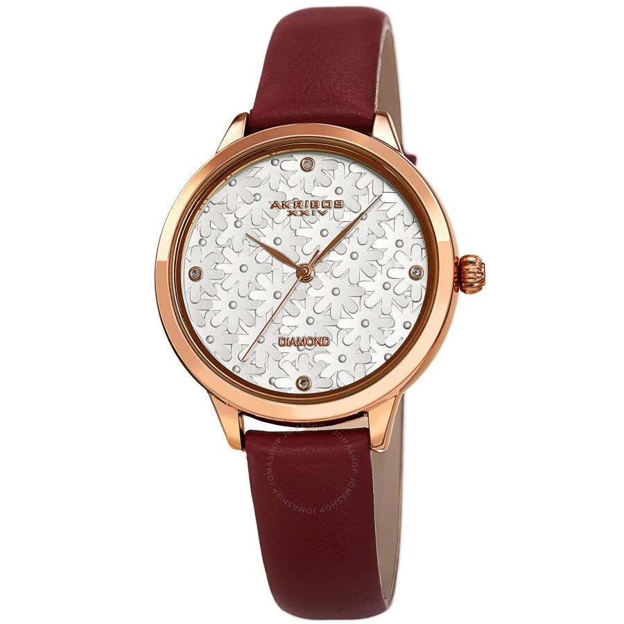 Akribos XXIV Quartz Diamond Silver Dial Ladies Watch AK1051BR 1