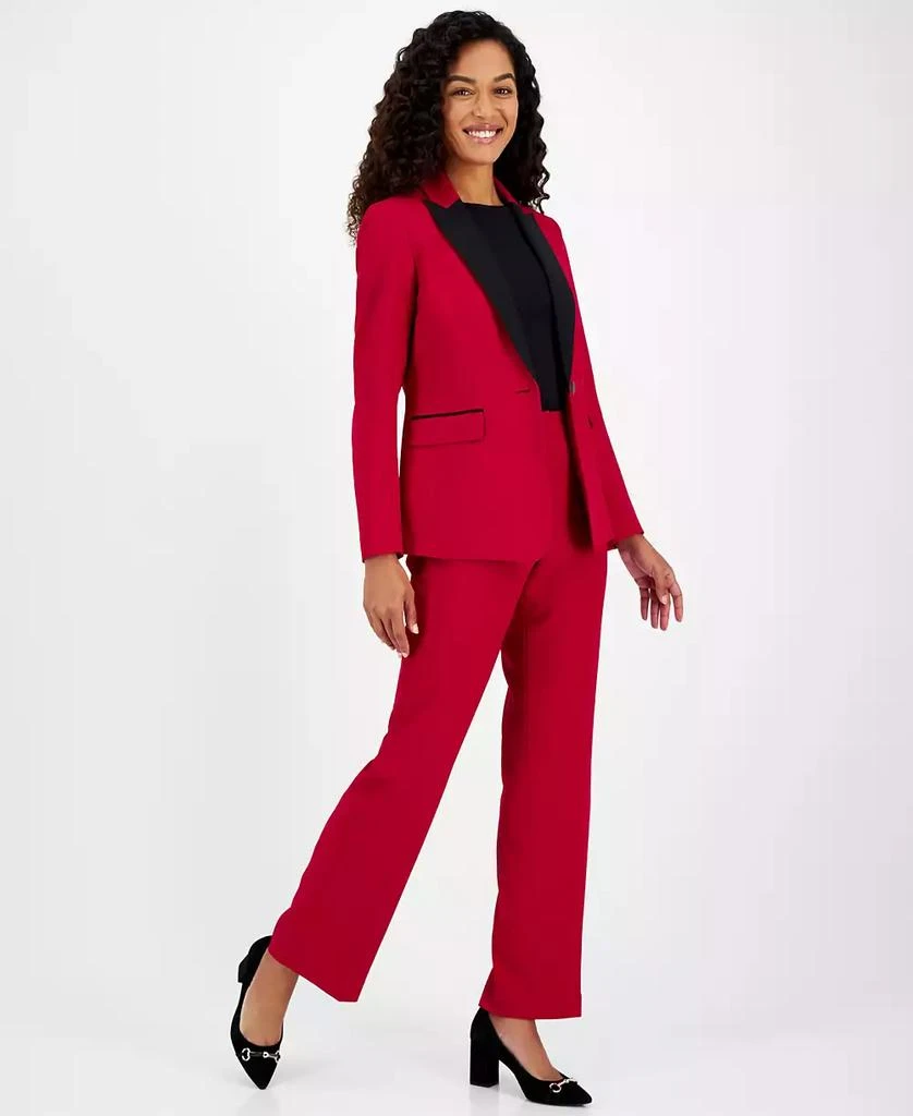Le Suit Women's Contrast-Lapel Pantsuit 3