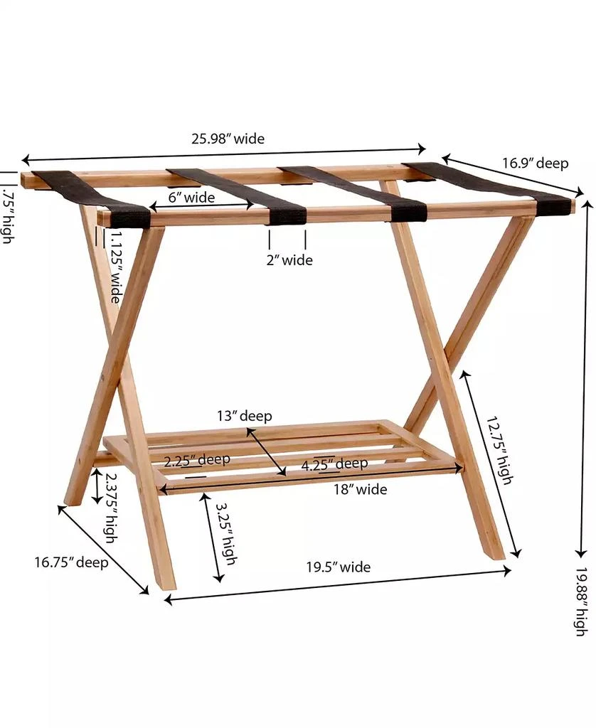 Household Essentials Bamboo Luggage Rack with Tray 2