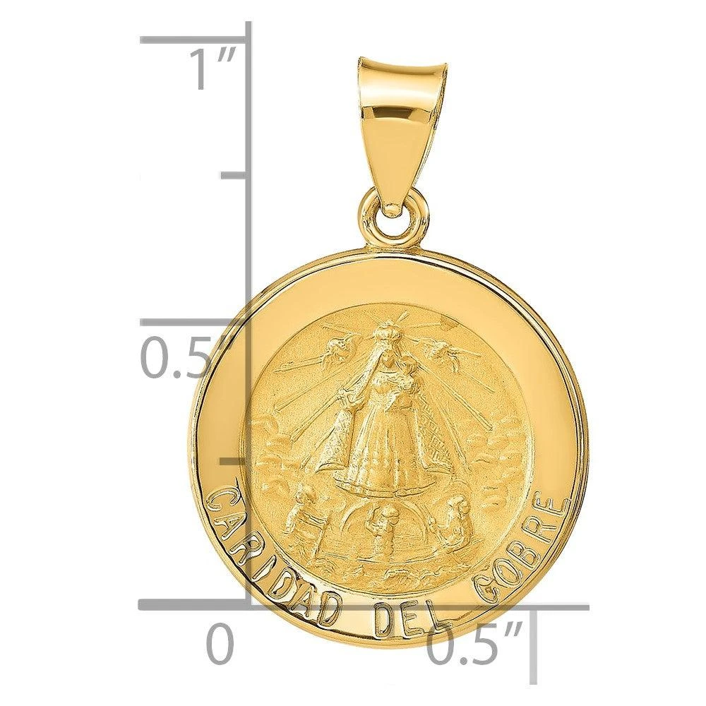 Diamond2Deal 14k Yellow Gold Polished and Satin Caridad del Cobre Medal Hollow Pendant 4