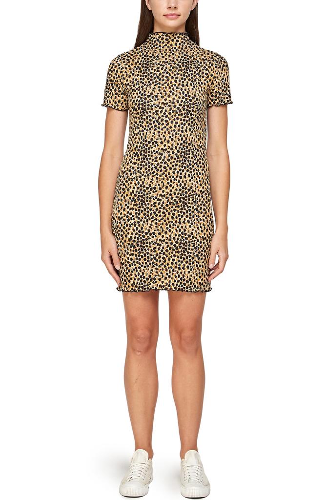 Good Luck Gem Mock Neck Ribbed Minidress