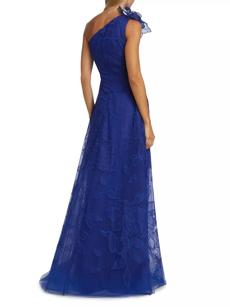 Teri Jon Floral Lace One-Shoulder Gown 5