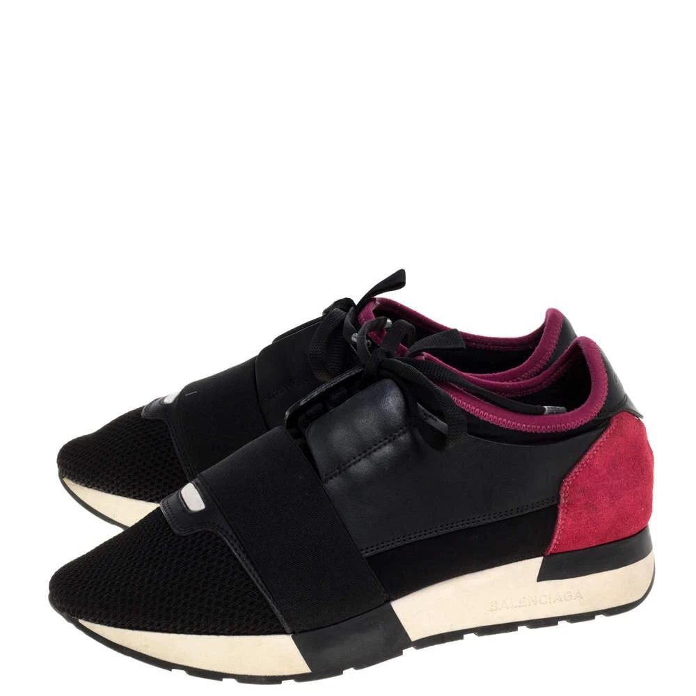 Balenciaga Balenciaga Black/Pink Leather And Mesh Race Runner Low Top Sneakers Size 37 4