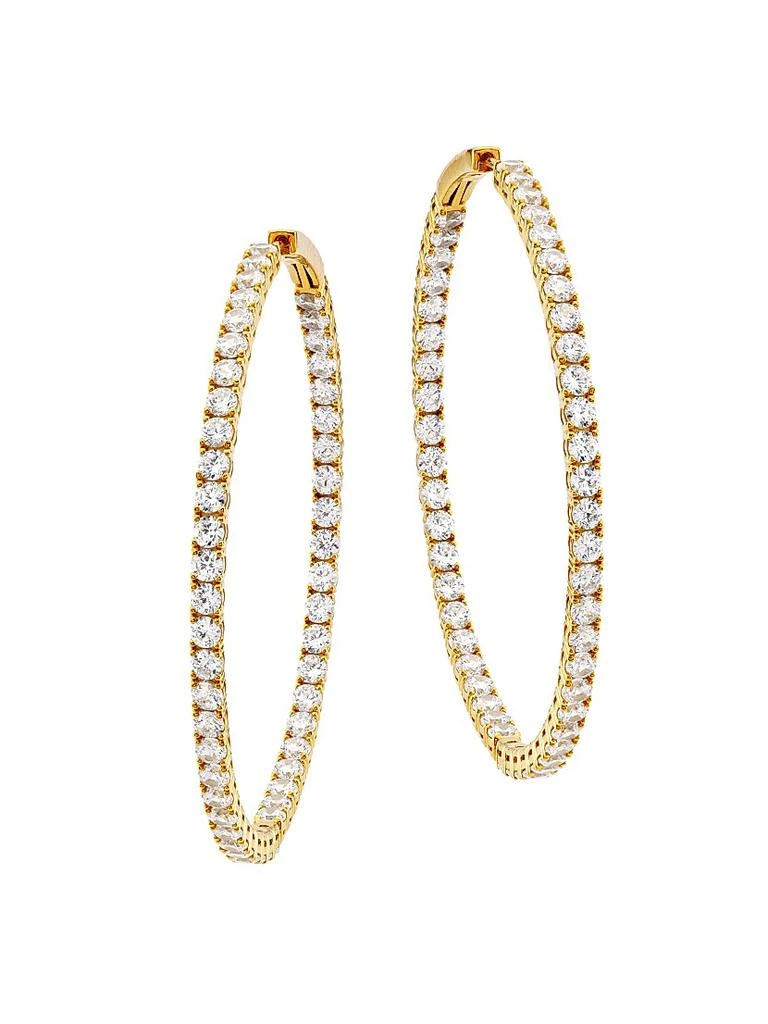 Adriana Orsini Tennis Perfect 18K Gold-Plated & Cubic Zirconia Inside-Out Hoop Earrings 1