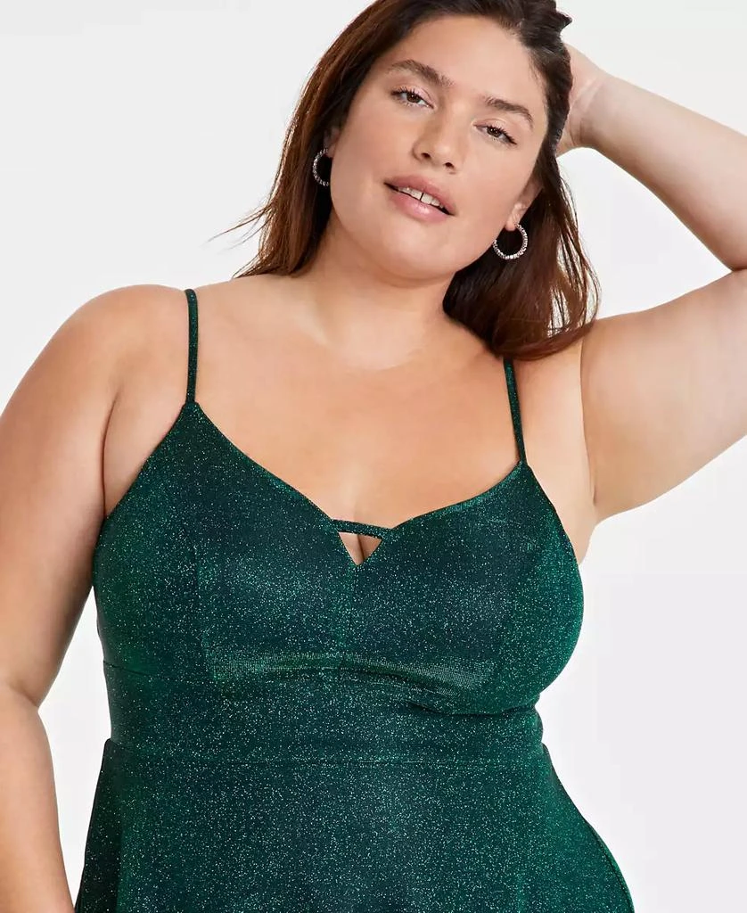 City Studios Trendy Plus Glitter Lace-Back High-Low Dress 4