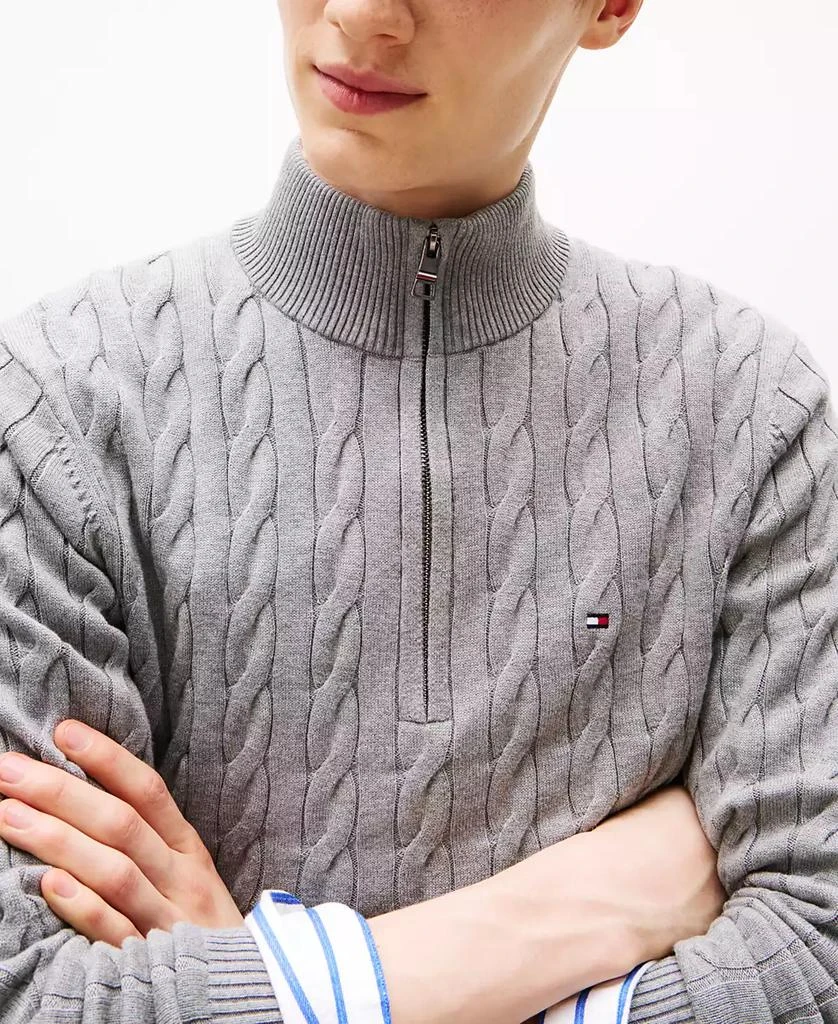 Tommy Hilfiger Men's Long-Sleeve Cable Knit Quarter-Zip Sweater 3