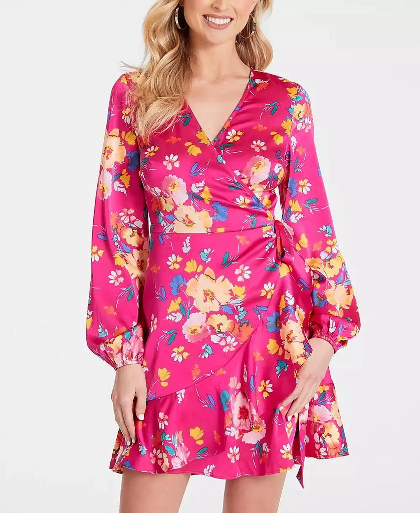 GUESS Women's Long-Sleeve Floral Wrap Dress 1