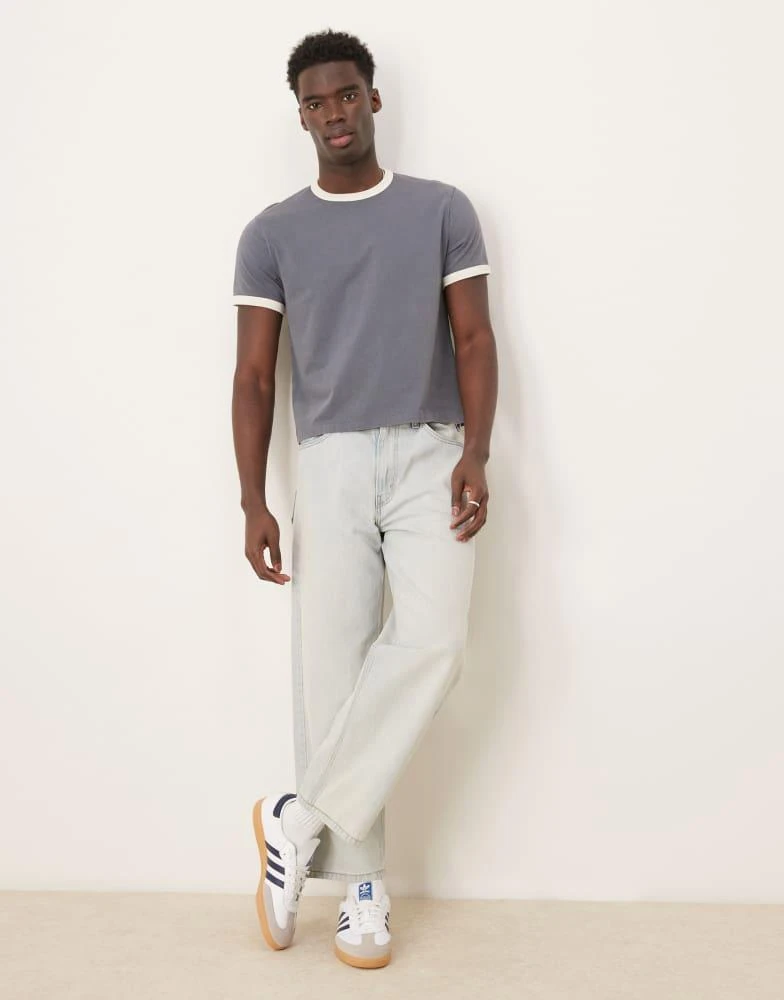Abercrombie & Fitch Abercombie & Fitch shrunken ringer t-shirt in washed blue 3