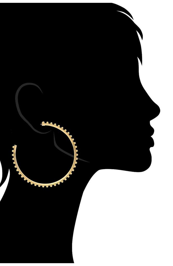 Rivka Friedman 18K Gold Clad Beaded 3/4 Hoop Earrings