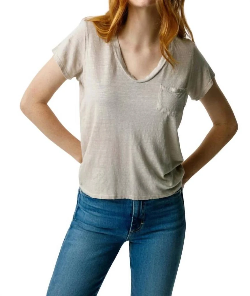 AMO Sweetness V Neck Tee In Pumice 1
