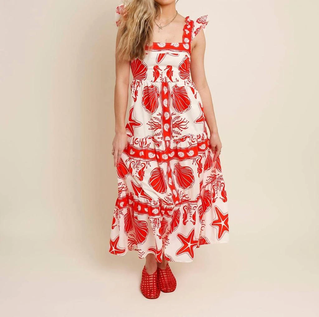 Moon River Moon River - ISLA RUFFLE SLEEVE TIERED MIDI DRESS 5