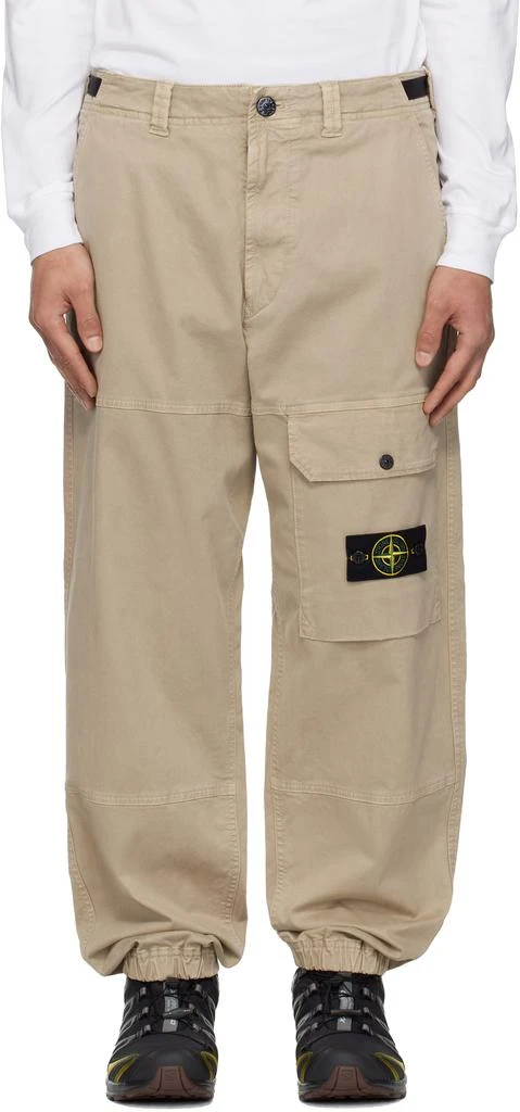 Stone Island Tan 3100010 Organic Cotton Stretch Broken Twill Trousers