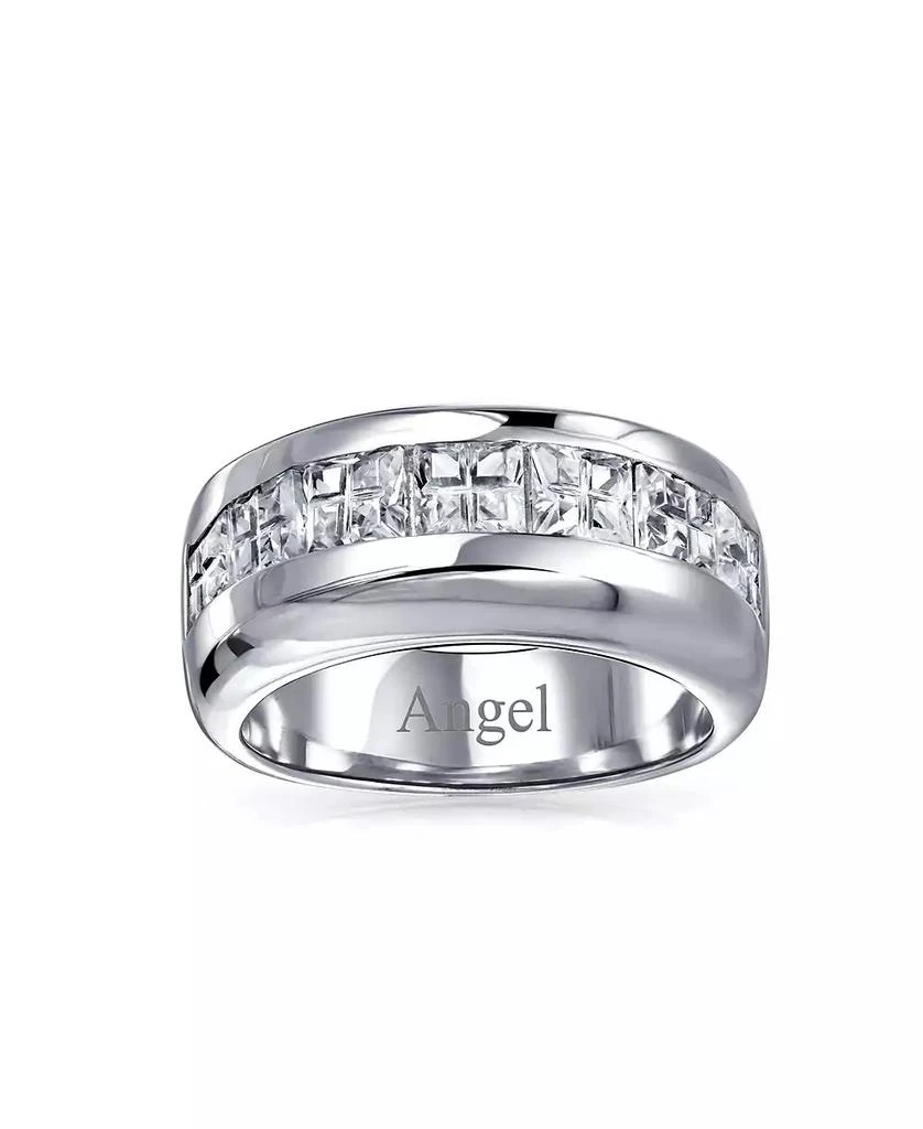 Bling Jewelry Channel Set Cubic Zirconia CZ Invisible Cut Half Eternity Band Sterling Silver 9MM 3