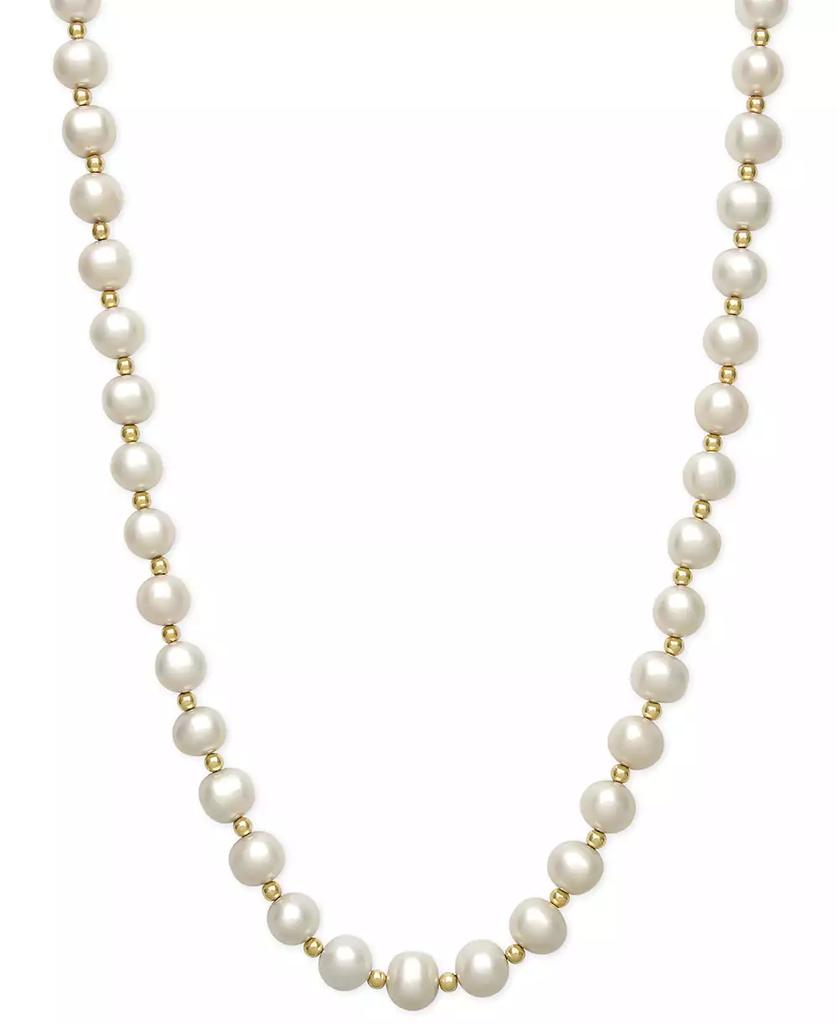 Belle de Mer Cultured Freshwater Pearl (7-1/2mm) and Bead Necklace in 14k Gold