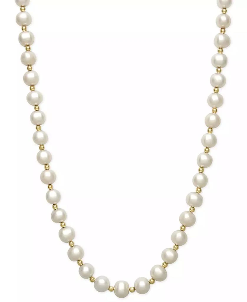 Belle de Mer Cultured Freshwater Pearl (7-1/2mm) and Bead Necklace in 14k Gold 1