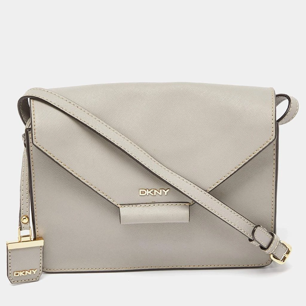 DKNY DKNY Grey Leather Flap Crossbody Bag 1