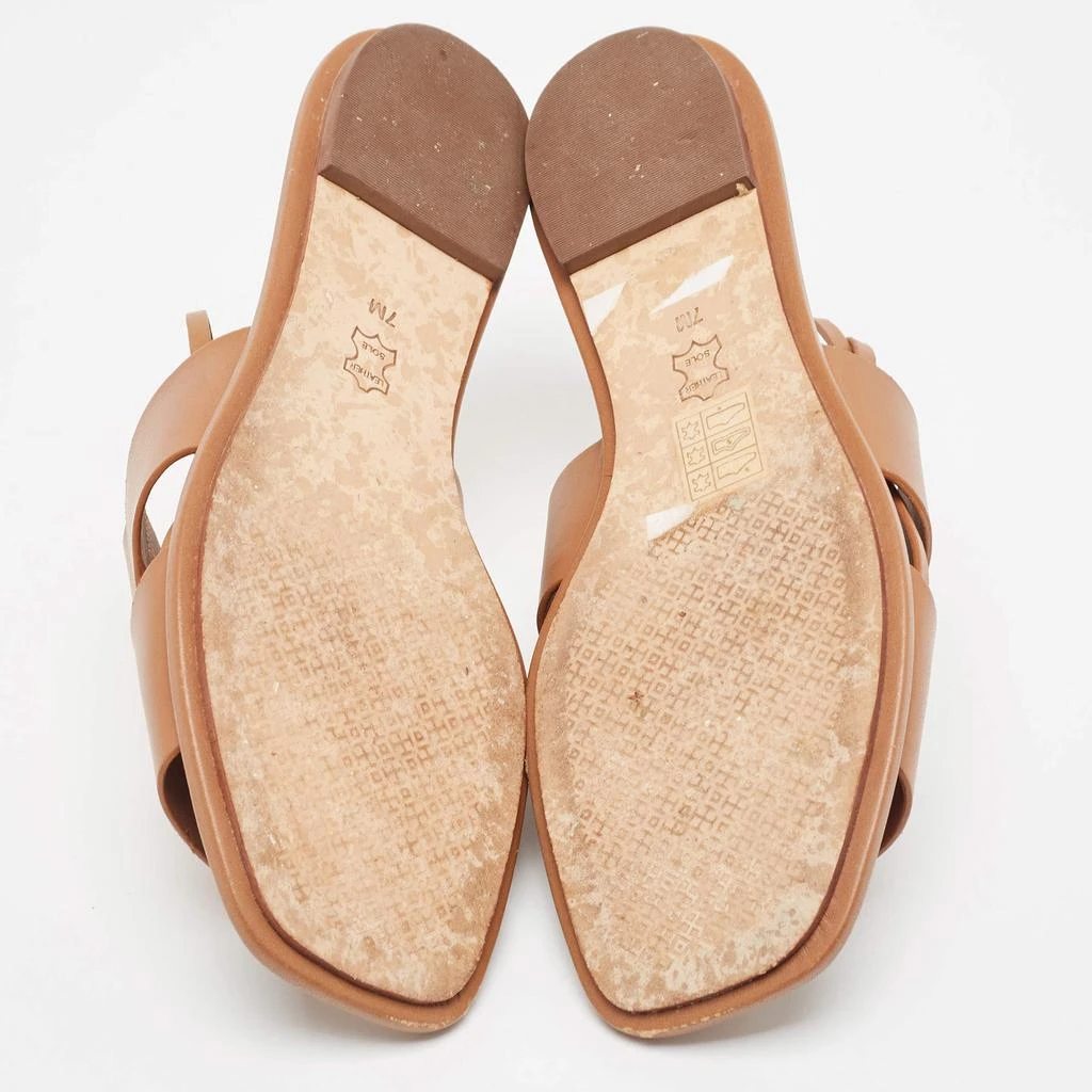 Tory Burch Tory Burch Brown Leather Gemini Link Flat Sandals Size 37.5 6