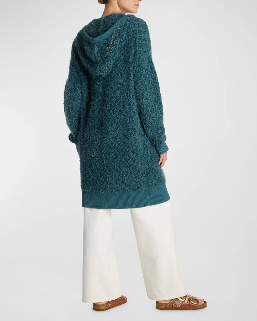 St. John Eyelash Diamond-Knit Long Hooded Cardigan 4
