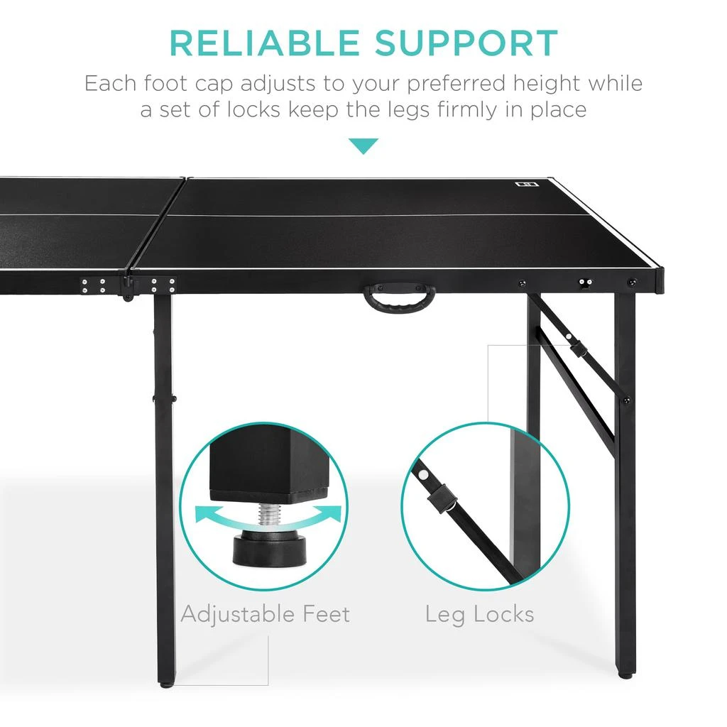 Best Choice Products 6x3ft Portable Ping Pong Table Game Set, Folding Indoor Outdoor Table Tennis w/ 2 Paddles, Balls 12