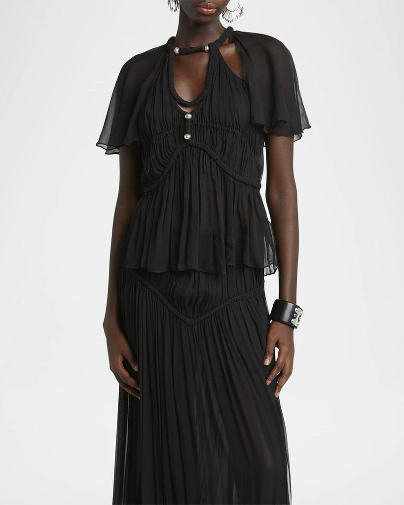 Isabel Marant Rosaline Cutout Pleated Chiffon Silk Top 4
