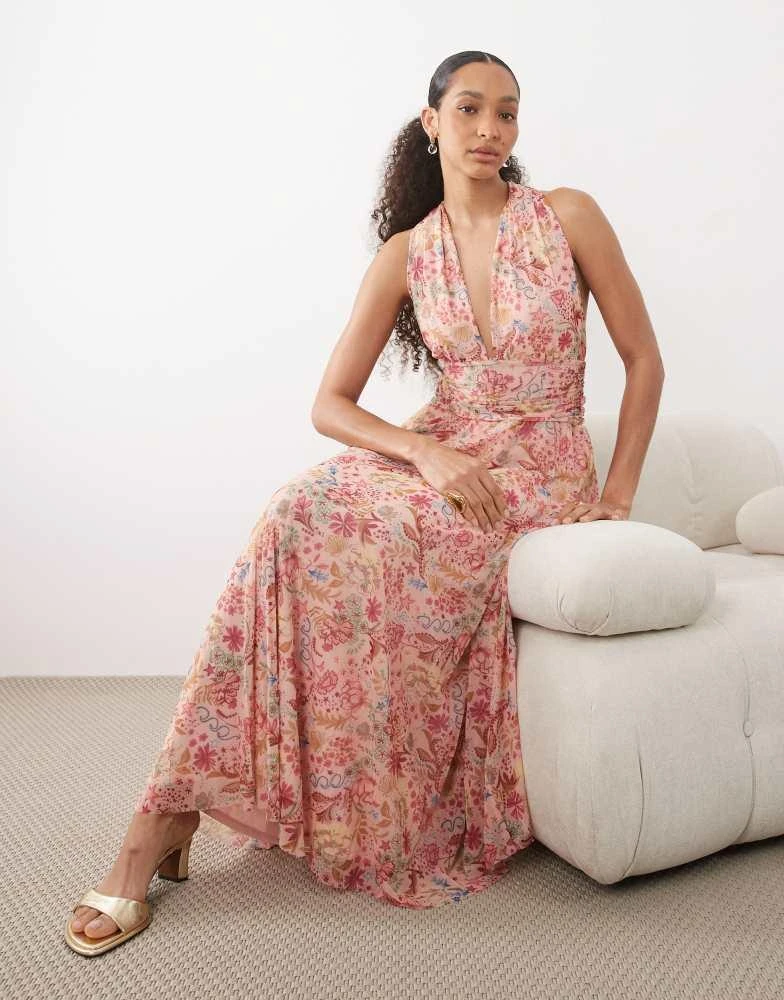 Abercrombie & Fitch Abercrombie & Fitch tiered maxi dress with multiway  neckline in pink - Dresses & Skirts - Free Shipping - BeyondStyle