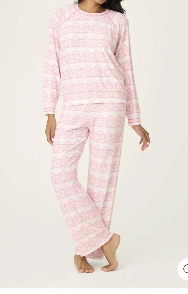 PJ Salvage Fairisle Heart Print Peachy Pj Set In Light Pink