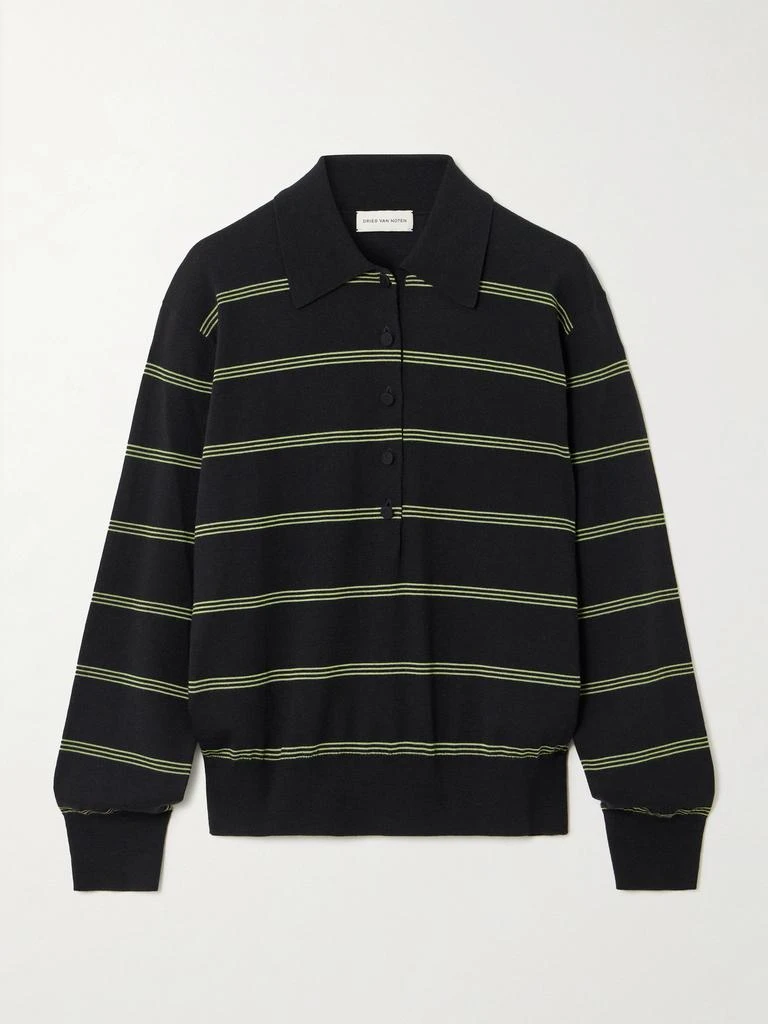 Dries Van Noten Striped Merino Wool Polo Shirt