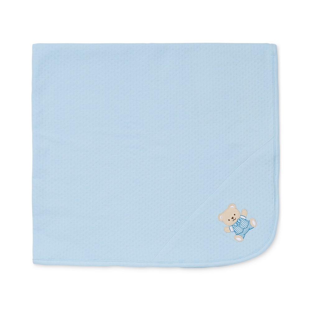 Little Me Baby Boys Cute Embroidered Bear Cotton Blanket
