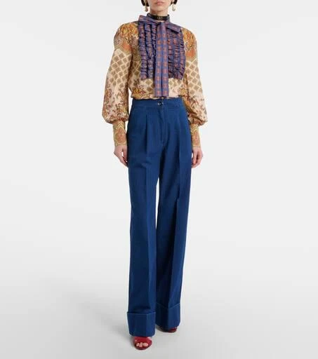 Valentino High-rise pleated wide-leg jeans 7