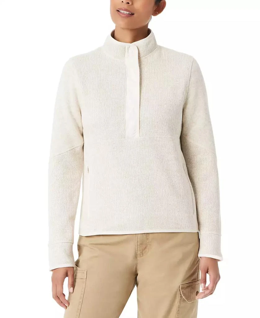 BASS OUTDOOR Women
s Mixed-Media Mock-Neck Sweatshirt 1