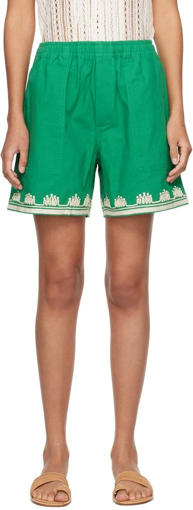 Bode Green Ripple Appliqué Shorts 1