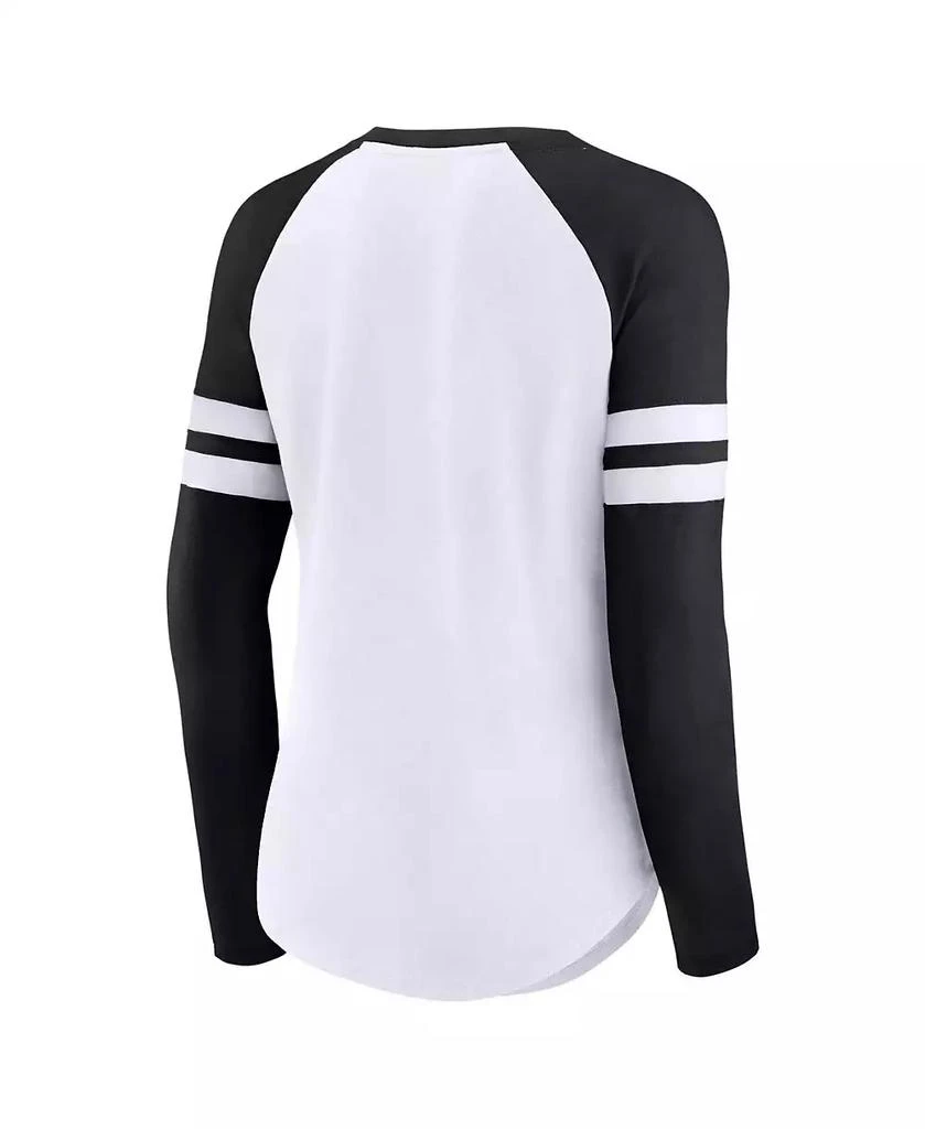 Fanatics Women's White Las Vegas Raiders Plus Size True to Form Lace-Up V-Neck Raglan Long Sleeve T-shirt 2