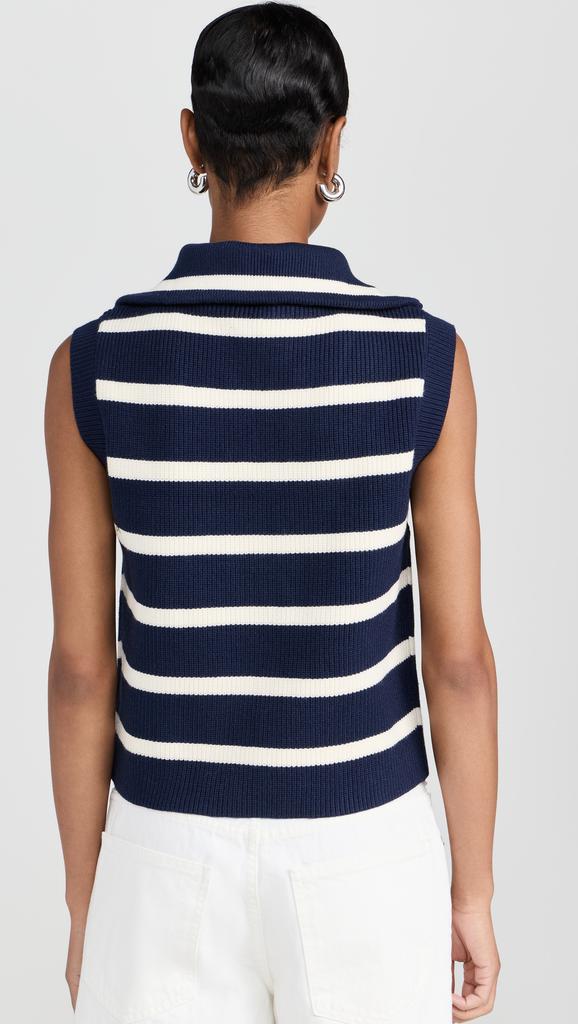 English Factory Striped Half-Zip Knit Vest