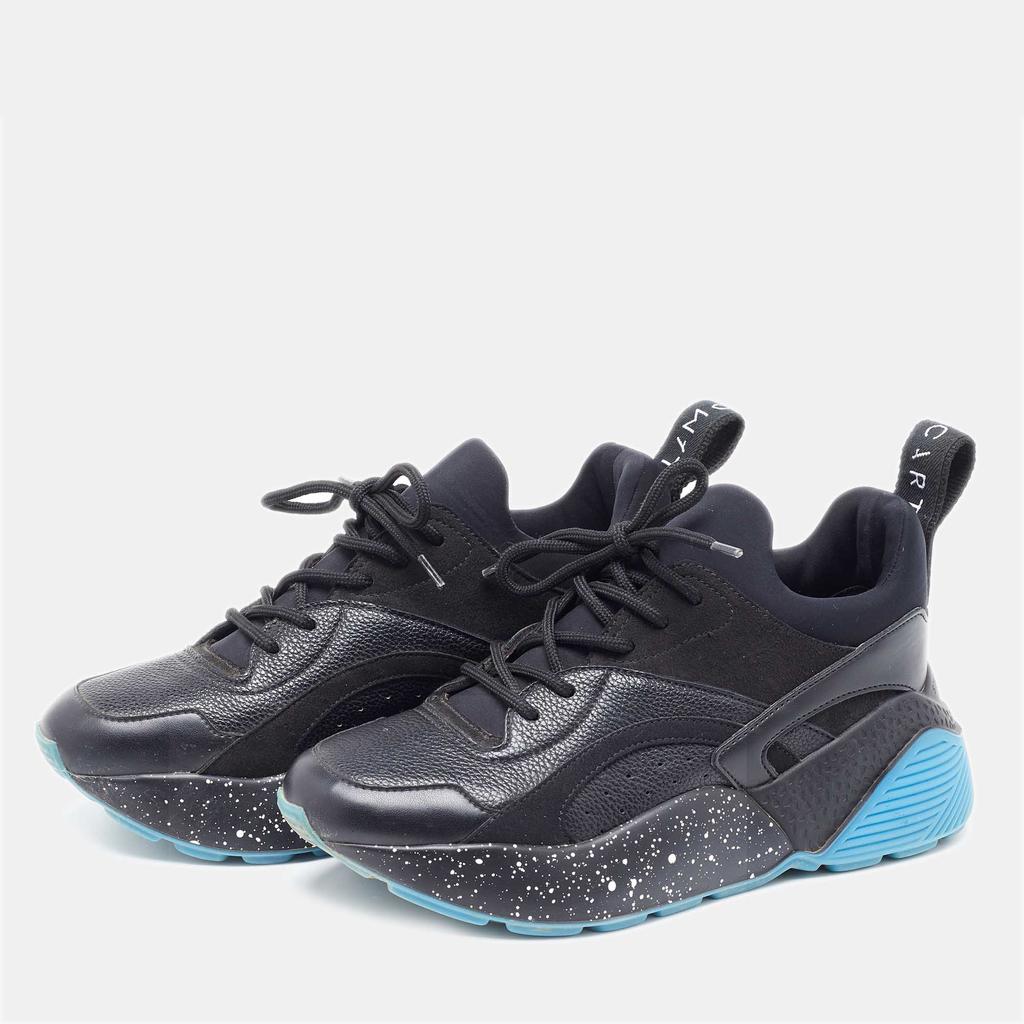 Stella McCartney Stella McCartney Black Faux Leather And Faux Suede Eclypse Velcro Low Top Sneakers Size 36