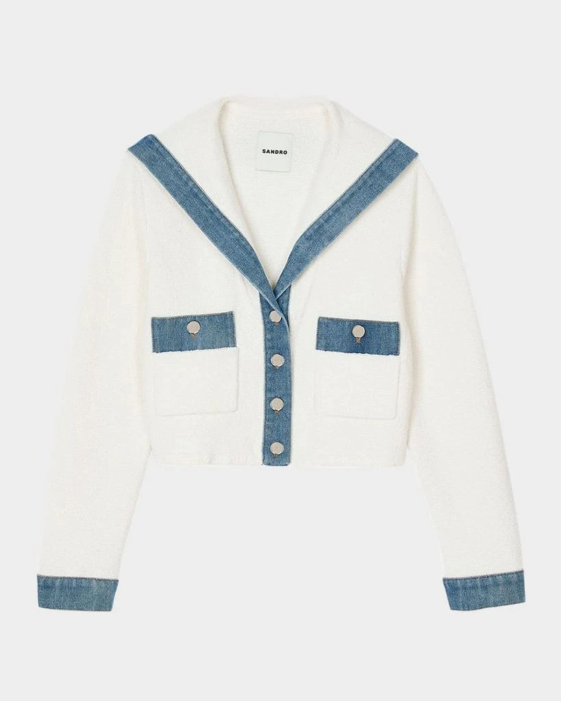 Sandro Baluchon Denim-Trim Cardigan 1