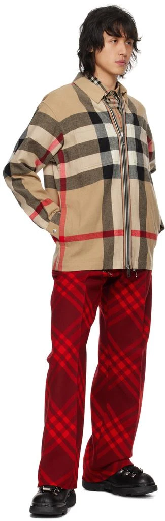 Burberry Red Check Trousers 4