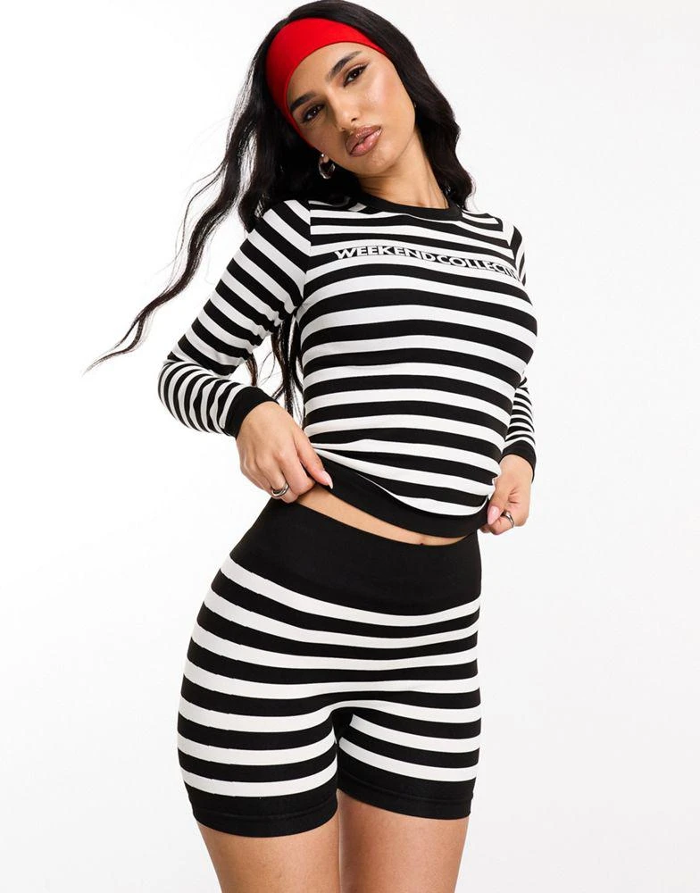 ASOS Weekend Collective ASOS Weekend Collective co-ord seamless shorts in mono stripe 3