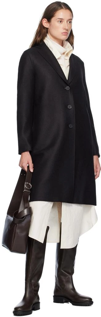 Harris Wharf London Black Pressed Wool Overcoat 4