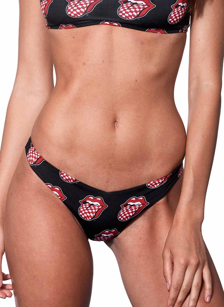 Mc2 Saint Barth Woman Cheeky Swim Briefs With Rolling Stones Print | Rolling Stones® Special Edition 1