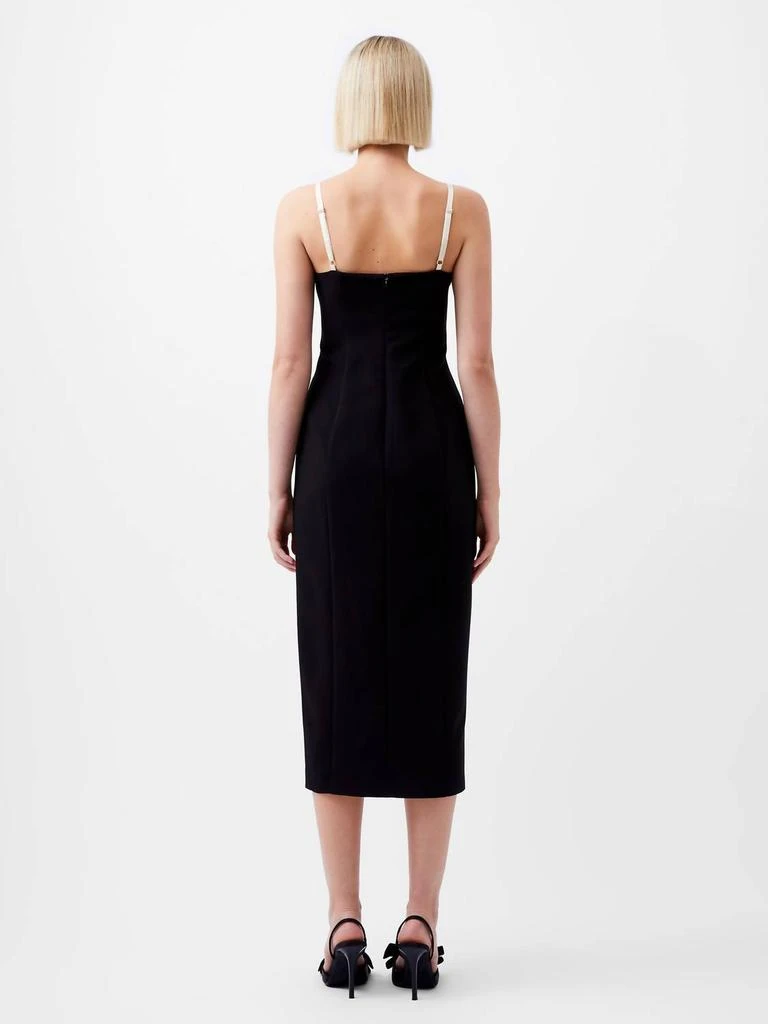 French Connection Azra Twill Corset Strappy Dress In Blackout/classic Cream 2